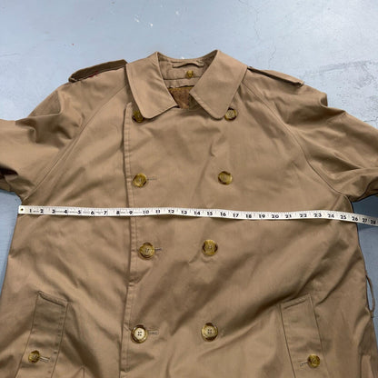 Burberry Mens 42L Trench Coat Jacket Camel Hair Double Breasted Wool Liner VTG
