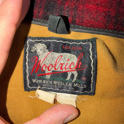 Vintage Woolrich Mackinaw Jacket 1940s Buffalo Plaid Hunting Wool Coat 40s Chore