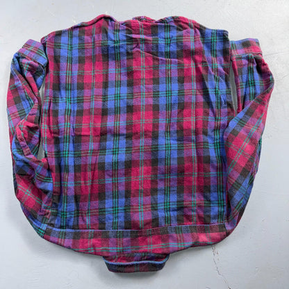 VTG Five Brother Shirt Mens XL Shadow Plaid Flannel USA Red 1980s 80s Blue Red