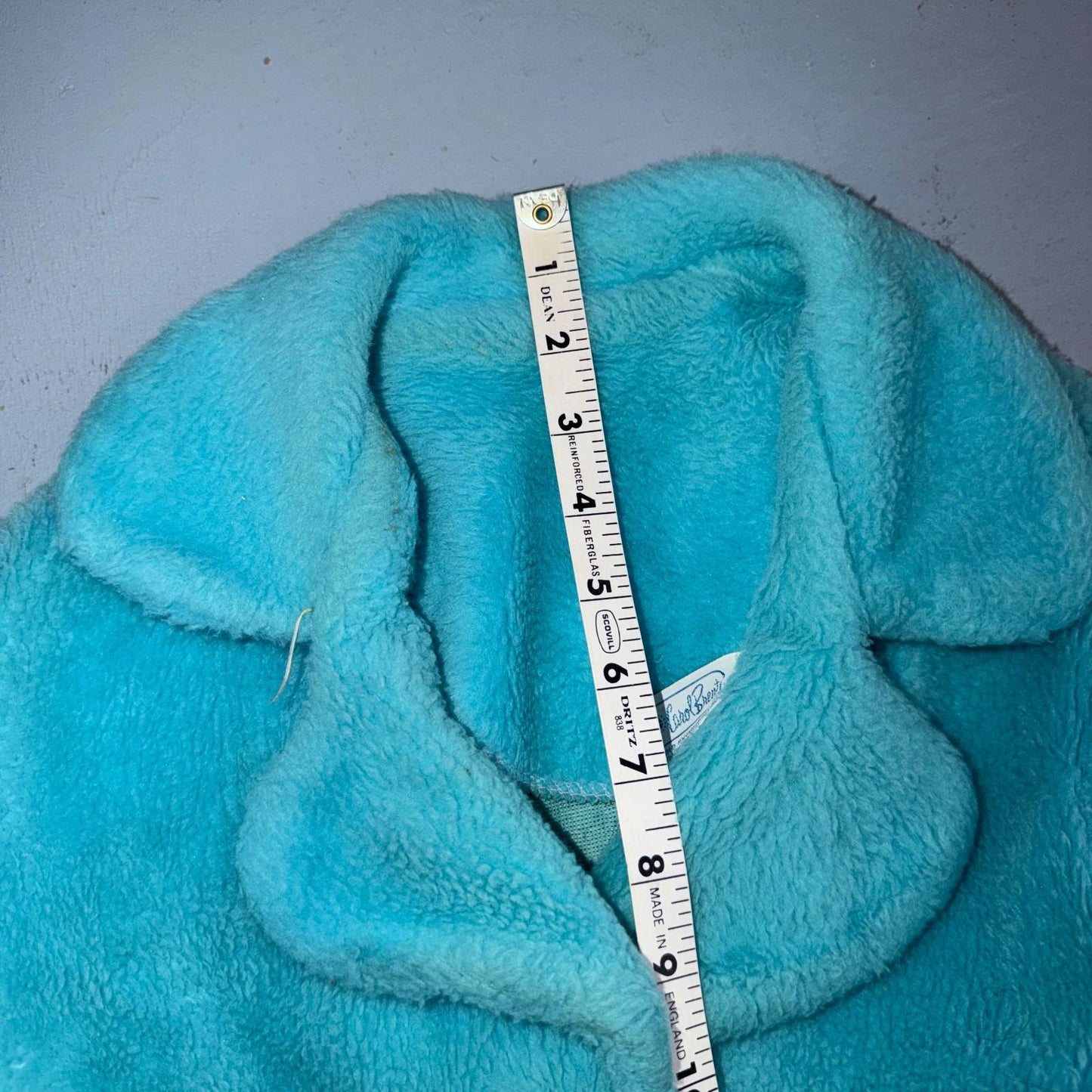 Carol Brent 1950s VTG Blue Fuzzy Rockabilly 50s Robe Bath Button Fancy Cute
