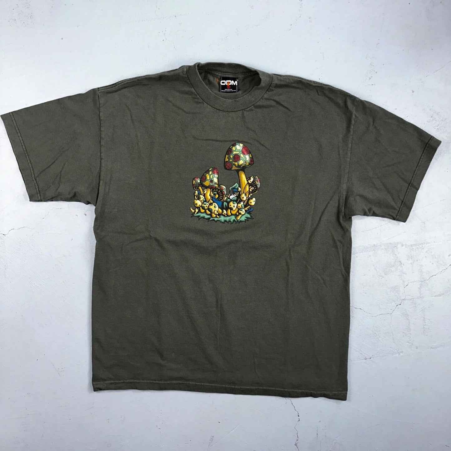 ODM Mushroom Trip VTG T Shirt Y2K Grunge Punk Rock Graphic Art Promo Shrooms