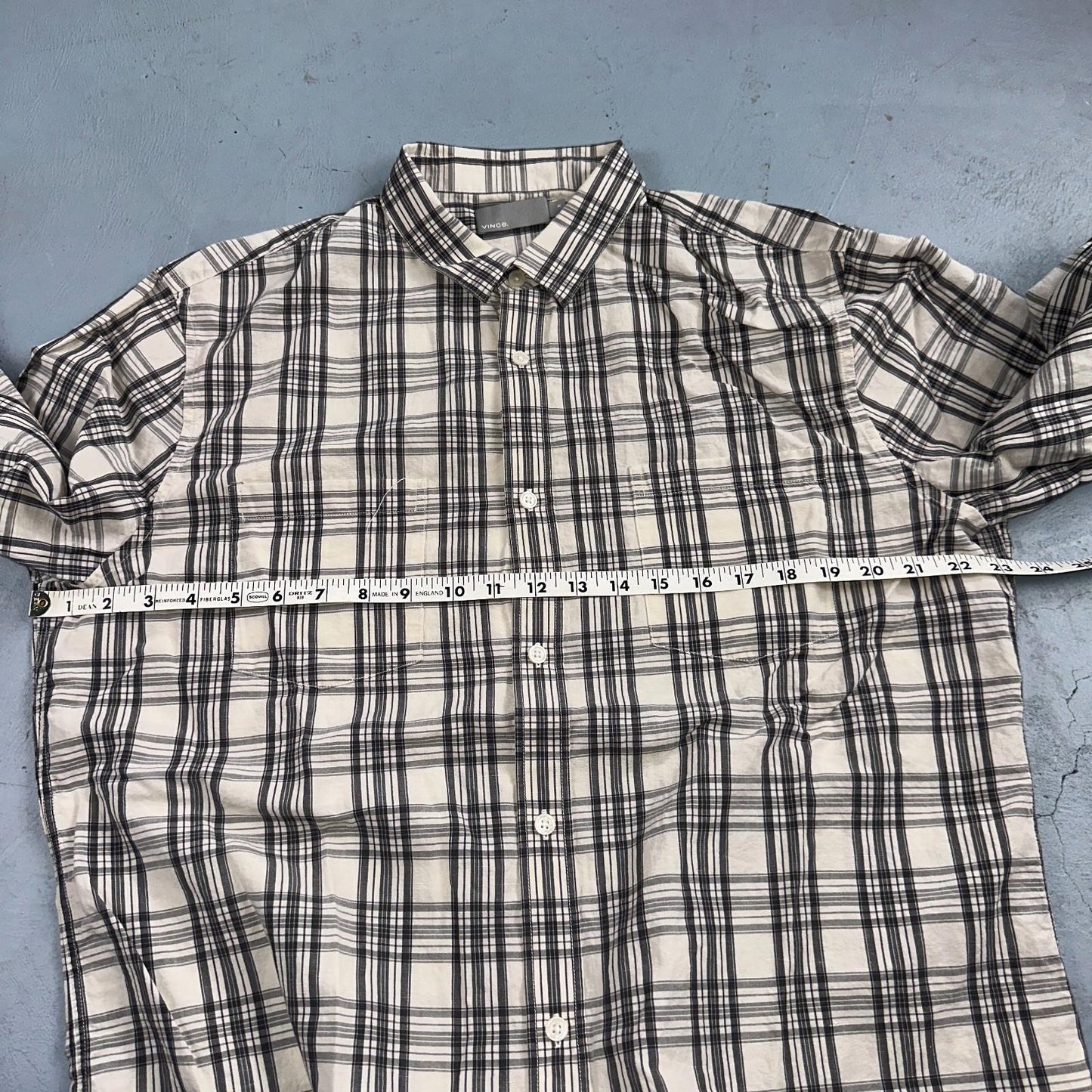 Vince Men’s Sz XL Plaid Sport Shirt Linen Blend Long Sleeve Button Down