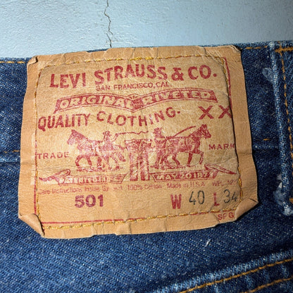 Levis 501 Vintage 80s USA XX Straight Leg Jeans Blue Dark Wash 40x34 Act 38x30