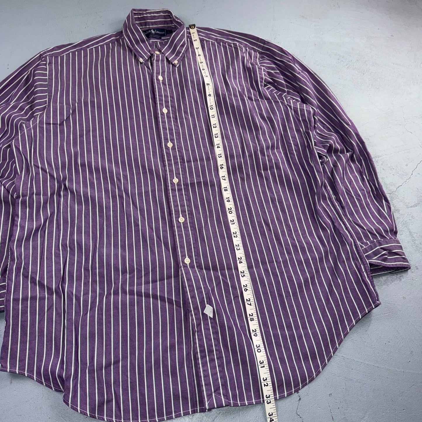 Polo Ralph Lauren VTG Shirt Mens Small Purple Poplin Cotton Striped Preppy