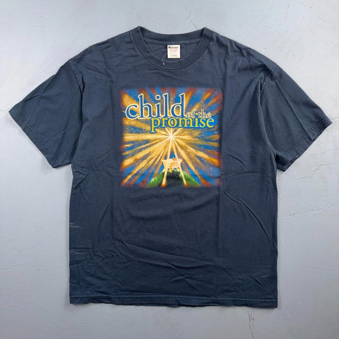 Jesus Christ Child of Promise VTG T Shirt 90s Y2K USA Born Cross Catholic Murina