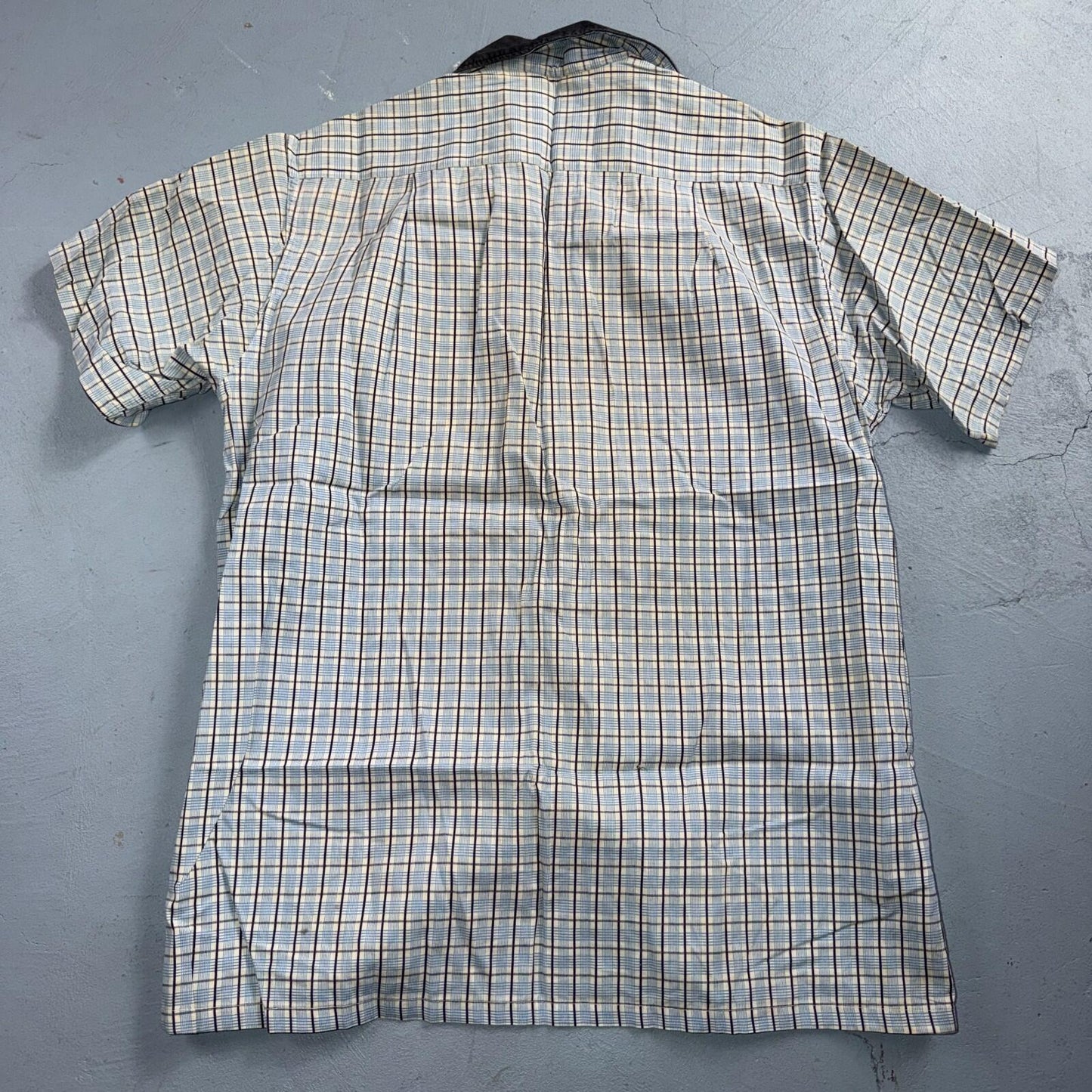Vintage 1950s Loop Collar Truval Cotton Rockabilly Shirt Small Checkered 50s 60s
