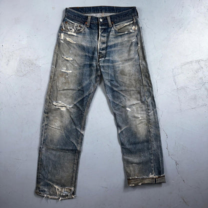 Levis 501 Vintage 80s Redline Selvedge USA XX Jeans Light Wash 34x34 Act 31x30