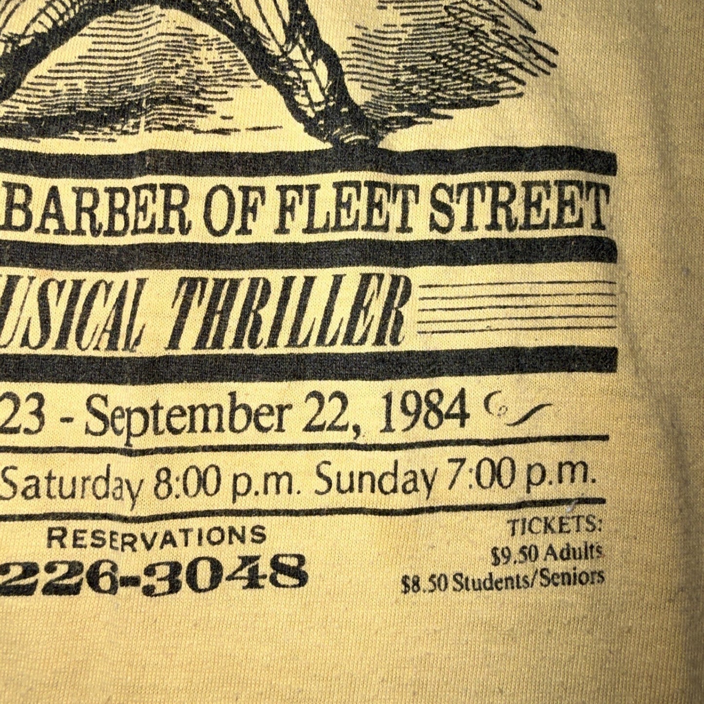 Sweeney Todd Rare 1984 VTG T Shirt Portland Oregon Promo Movie Theatre Art 80s