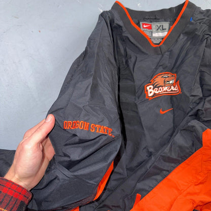 Nike VTG Oregon State University OSU Beavers Team Warm Up Jacket Center Swoosh