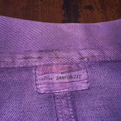 VTG 1940s 50s Overcoat Overdye Purple Jacket Rockabilly Pos WWII Chore Work Coat