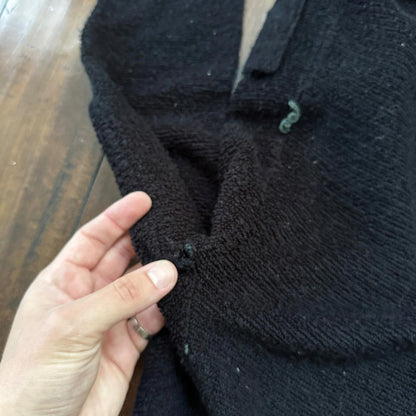 Vintage 60's Full Fashioned Acrylic Knit Cardigan Sweater Black Woman Size Small
