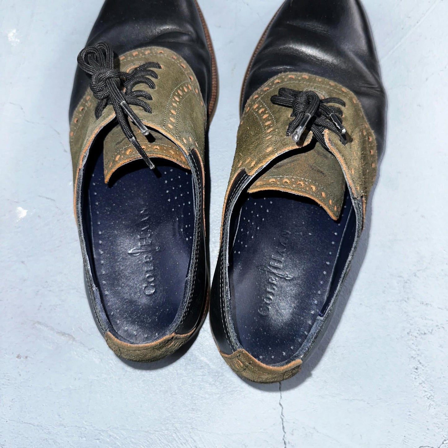 Cole Haan Carter Mens 8.5 M Black Brown Leather Oxford Worn Shoes
