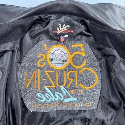 VTG Dehen Varsity Letterman Jacket Size Large Wool Leather Detroit Oregon Cars