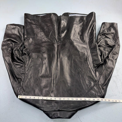 BGSD Mens Black Leather 2 Button Front Collared Jacket Size XL S Lambskin