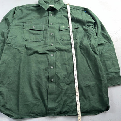 LL Bean VTG Mens XL Chamois Cloth Green Shirt Soft Cozy Flannel Cotton 90s