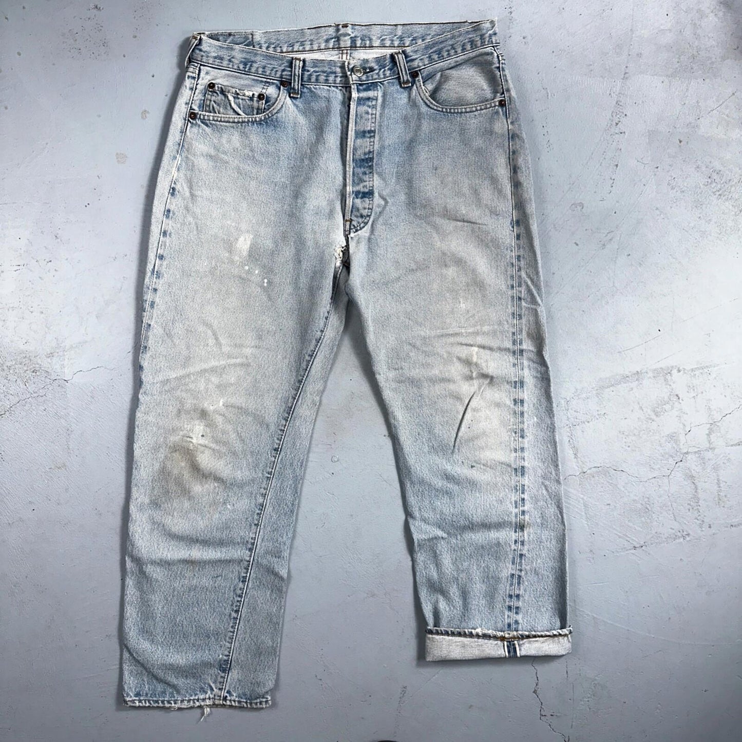 Levis 501 Vintage 80s Redline Selvedge USA XX Jeans Light Wash 38x32 Act 34x27
