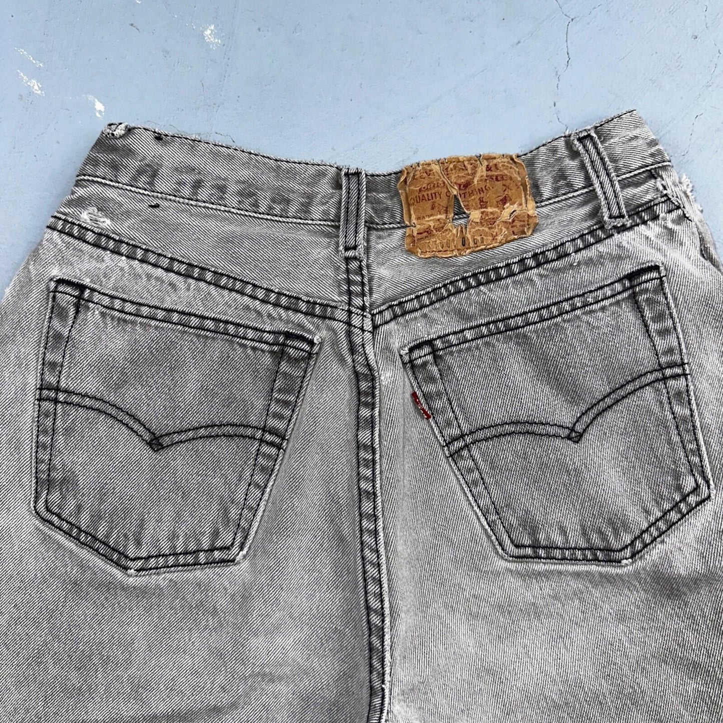 Levis 501 Vintage 90s USA XX Straight Leg Jeans Black Faded Grey Wash Act 25x30