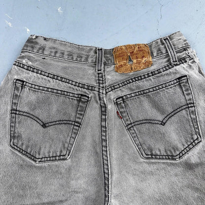 Levis 501 Vintage 90s USA XX Straight Leg Jeans Black Faded Grey Wash Act 25x30