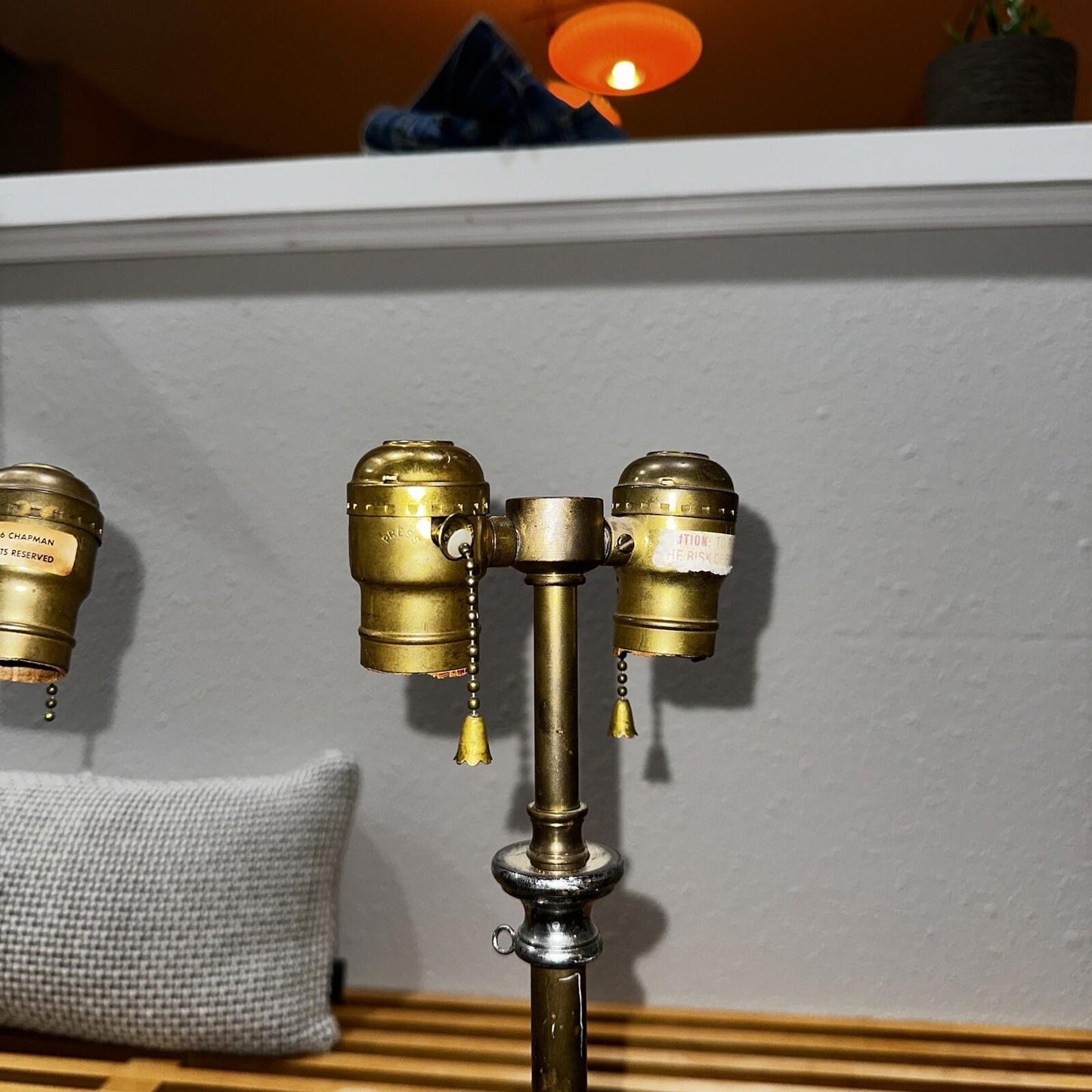 Pair 1986 CHAPMAN Tall Brass Horn Shaped Lamps 1985 Vintage MCM Design Nelson