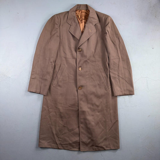 VTG 1930s 1940s Coat Trench Mens 40 Wool Gabardine Like Rockabilly Overcoat