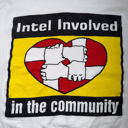 VTG 90s Intel Involved In The Community T Shirt White Tech Promo Computer Apple