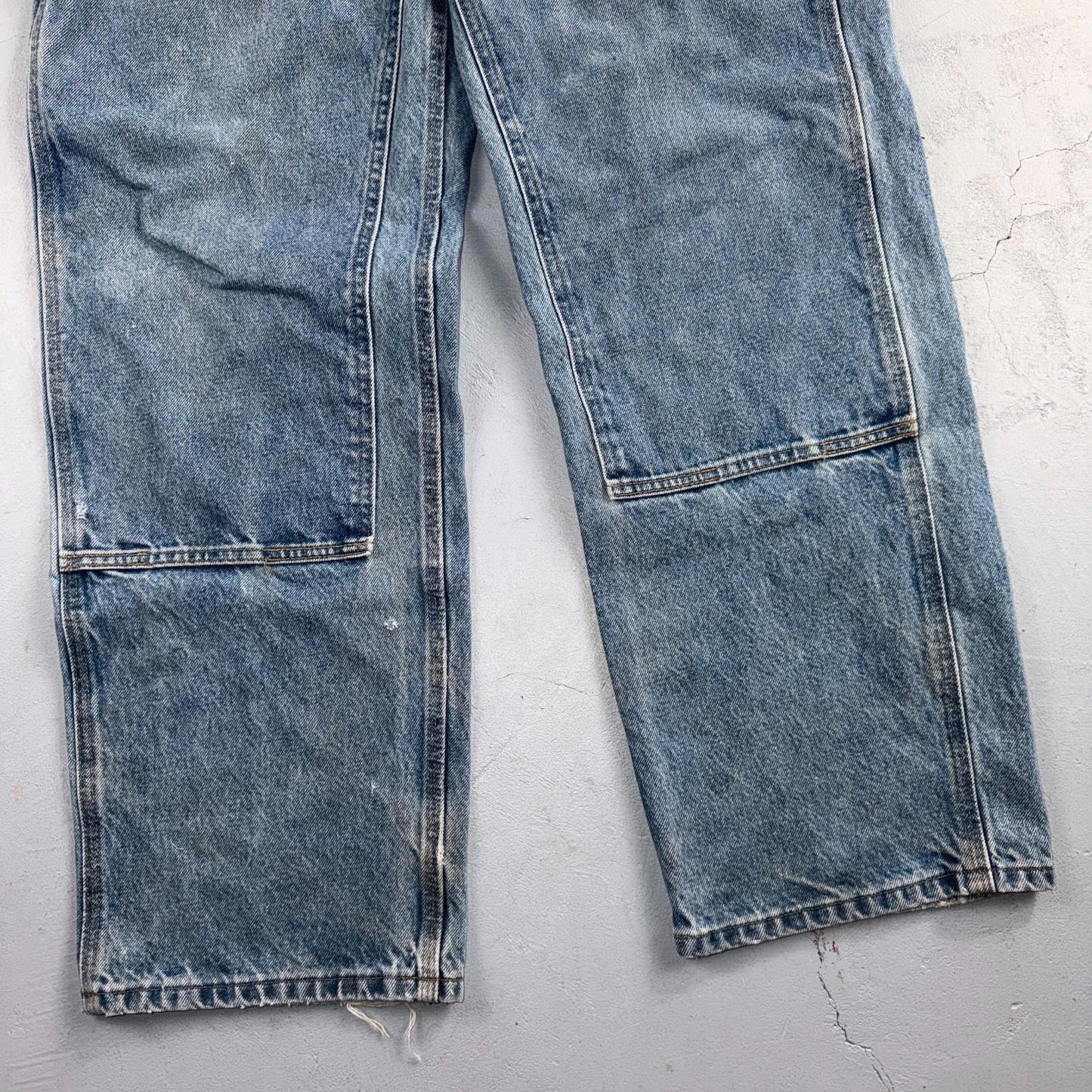 VTG Carhartt Men’s B73 DST 36x32 Double Knee Denim Jeans Workwear Thrashed