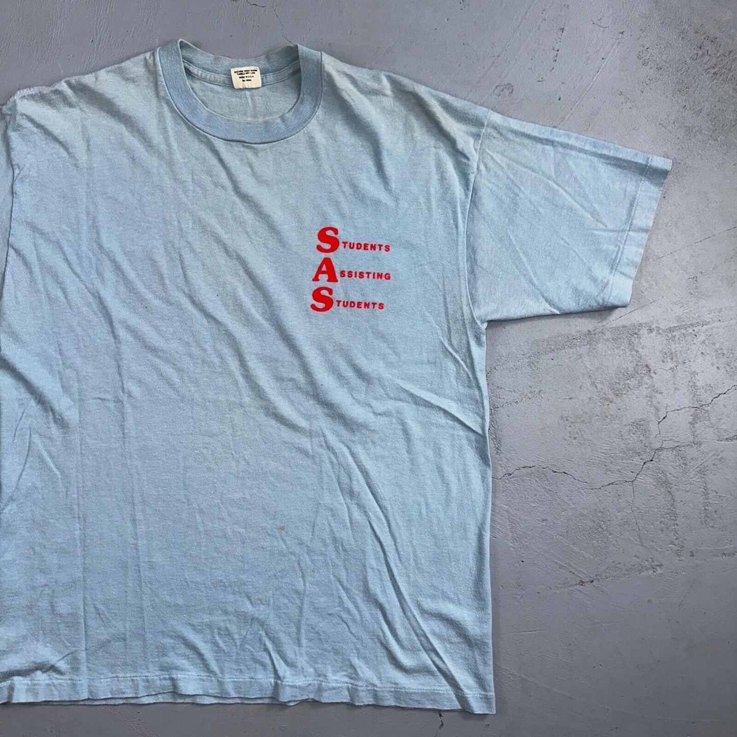 SAS Student Assisting Students 80s Belton VTG T Shirt College University USA