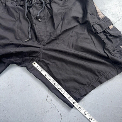 Nike Vintage Black Nylon Shorts Swoosh XL 90s Black Tag 9” Inseam Running Track
