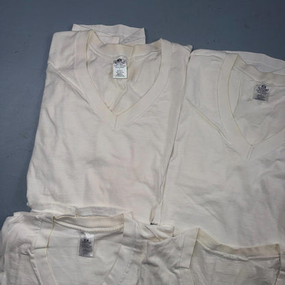 VTG Jockey Lot 6 Blank White V Neck T-Shirt Sz L Thin Single Stitch Grunge 90s