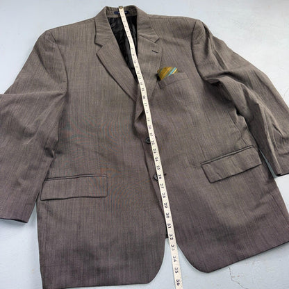 1990s Chaps Ralph Lauren VTG Mens 2 PC Suit 48 Jacket Coat Pants Gray Wool
