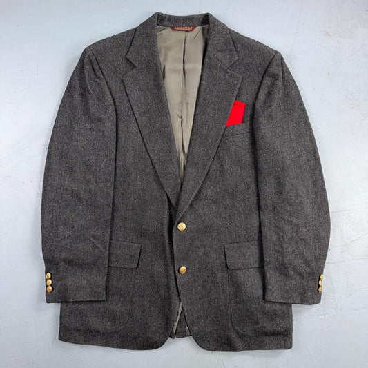 Nordstrom Vintage 42 Blazer Gray Wool Sport Coat USA 1980s Union USA Gold Button