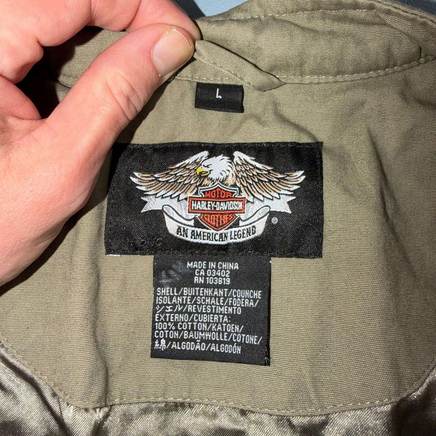 Harley Davidson Lightweight Women’s MotorCycles Jacket Tan Khaki Full Zip Size L