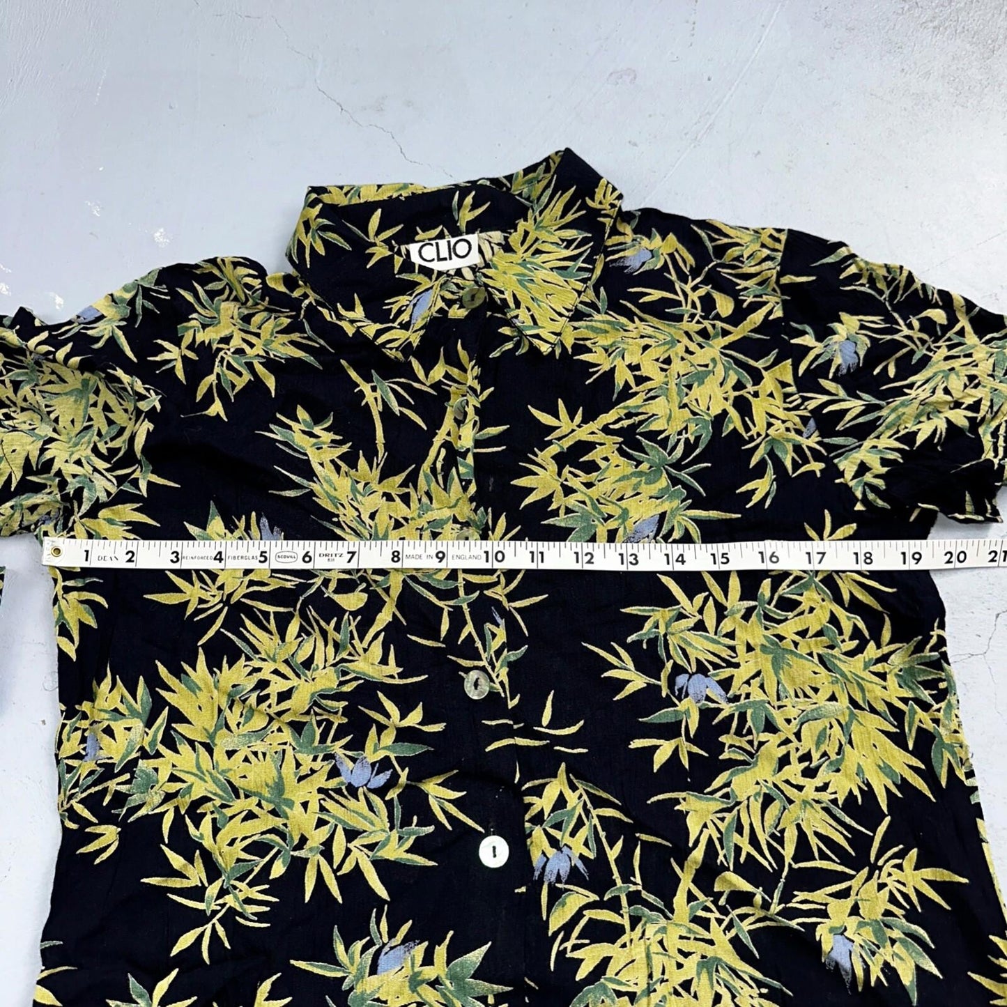 Clio VTG 2 Piece Set Blouse Shirt Pants Rayon Hawaiian Floral Boho Chic 1980s