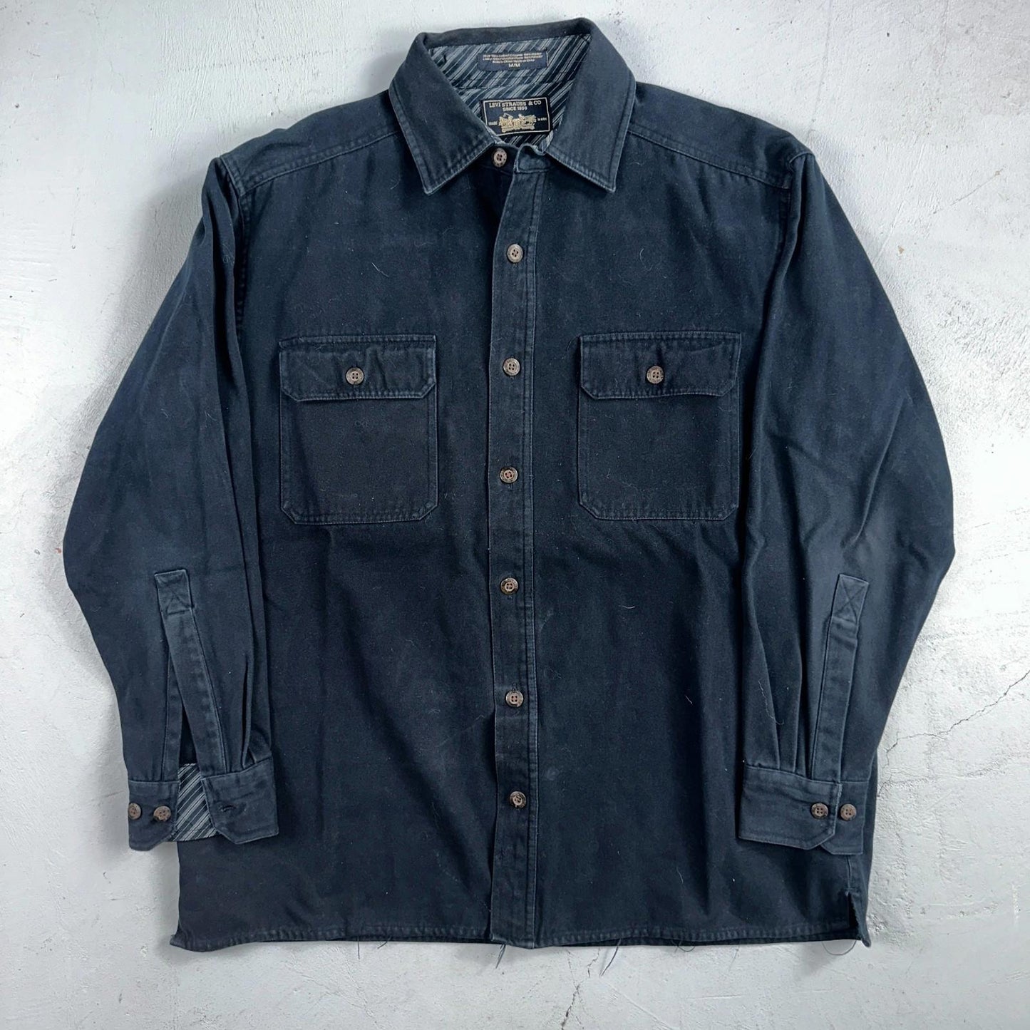 Levis Button Up Shirt Mens M Blue Flannel Long Sleeve Heavyweight Cotton Shacket