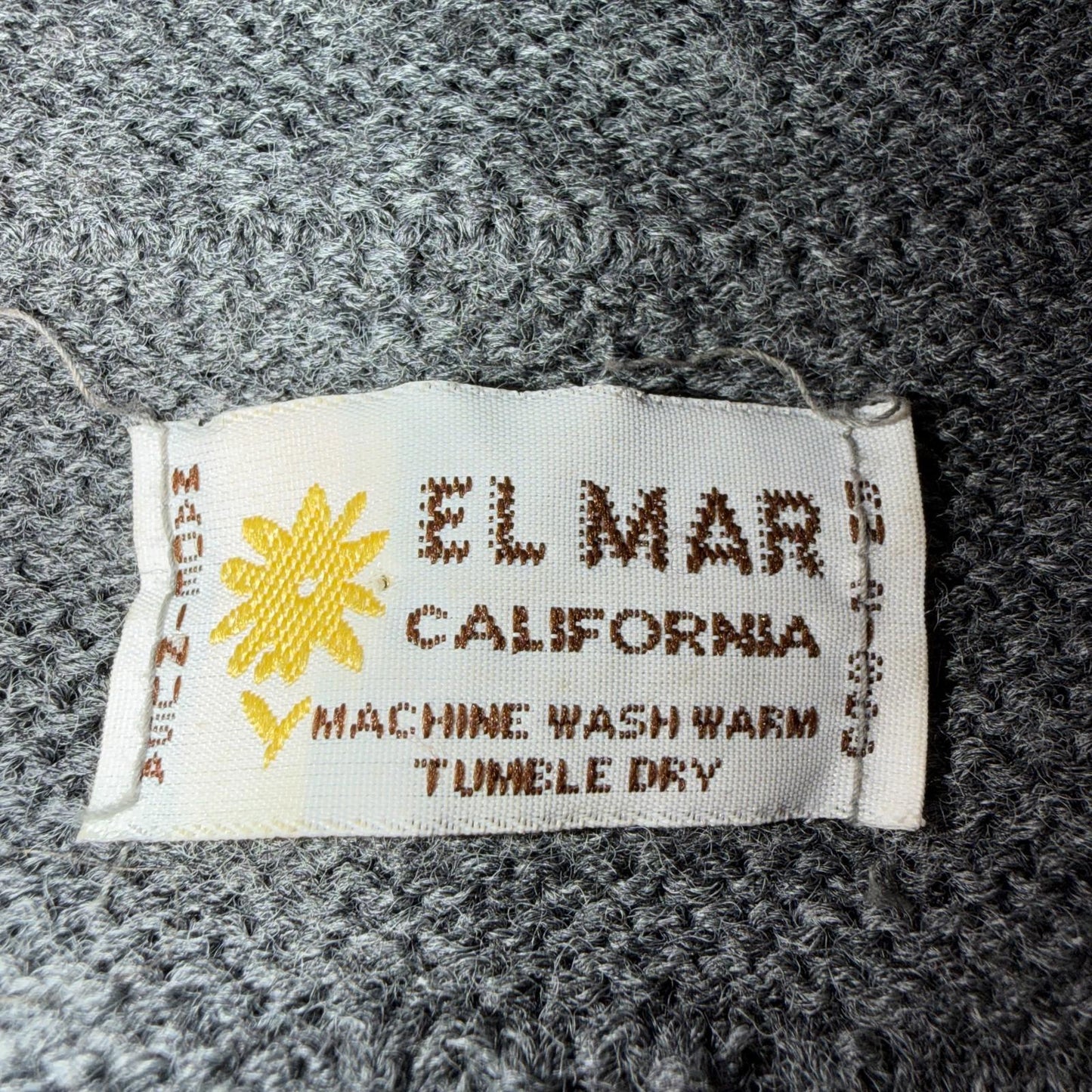 Vintage 80s El Mar Sweater Gray Knit Size M Made In USA Open Front Cardigan