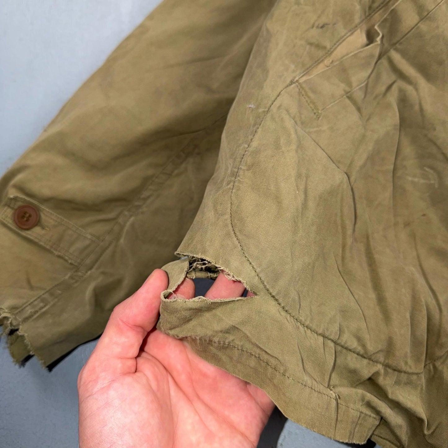 WW2 M41 Army Field Jacket Military 1940s WWII M-1941 Civilian? Unlined Rips