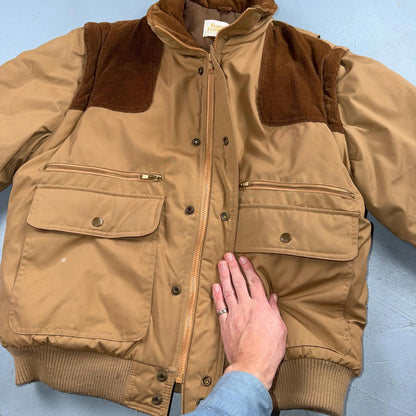 Vintage Fingerhut Fashions Puffer 1970s Brown Cream Mens Ski Coat Size XL 70s