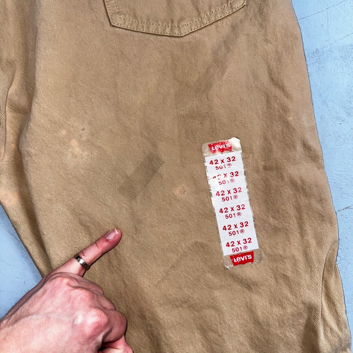 Levis 501 Vintage 90s USA XX Straight Leg Jeans Khaki Brown Wash 42x32 Act 40x32