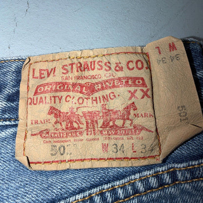 Levis 501 Vintage Y2K 90s XX Straight Leg Jeans Blue Light Wash 34x34 Act 31x32