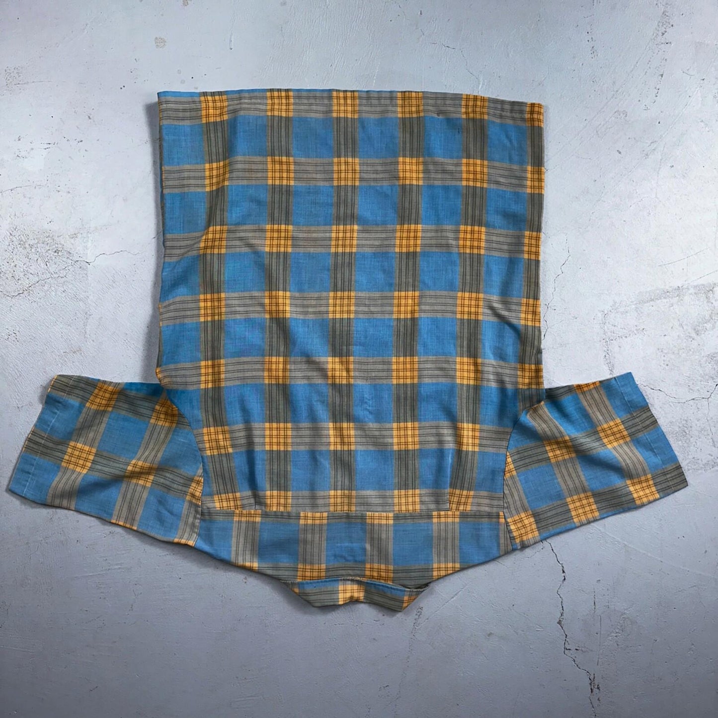 VTG 1960s Penneys Towncraft Blue Camp Loop Collar Shirt Rockabilly Button Plaid