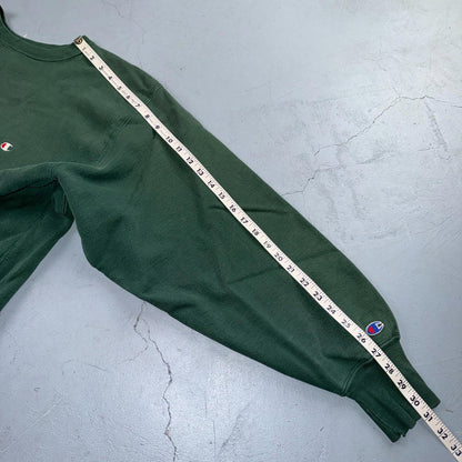 Vintage Champion 90s USA Green Reverse Weave Sweatshirt Blank XL Gusset Jumper