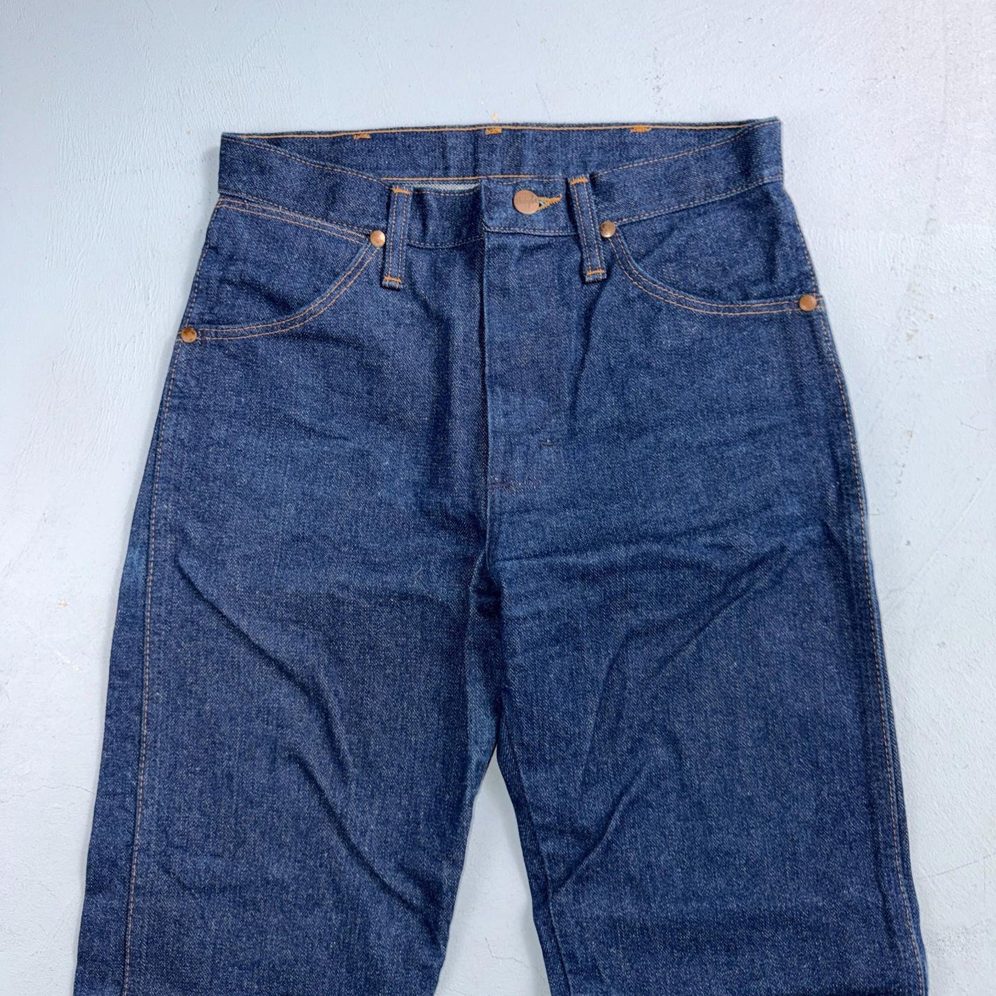 VTG Wrangler Men's 13MWZ Dark Wash High Rise Rigid Cowboy Jeans 28x33 Talon USA