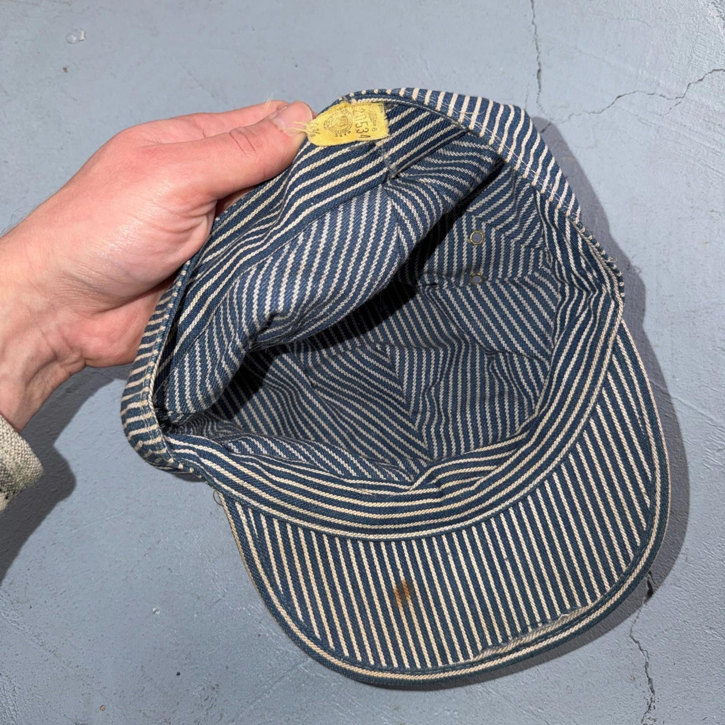 Pinstripe Union Conductor VTG Hat Cap Snapback Penneys Hickory Stipe 50s 60s