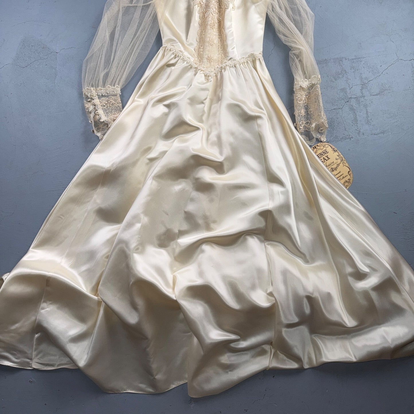 Vintage NWT 1970s GUNNE SAX Lace Prairie Wedding Dress Size 7 Hippie Boho 70s