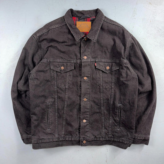 Levis Vintage Black Type 3 Denim Jacket 70427 XL Flannel Lined 1990s Rare Model