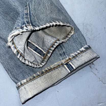 Levis 501 Vintage 80s Redline Selvedge USA XX Jeans Thrashed Light Act 31x29