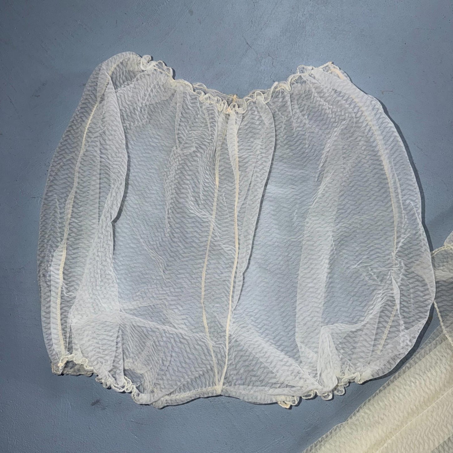 VTG 1950s 3PC Amourelle White Chiffon Slip Dress Robe Bottoms Set Sheer 50s Rare