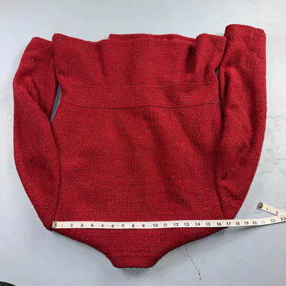 VTG 90s Norm Thompson Womens Red Jacket Blazer Wrap Wool Size 12 Casual Chic