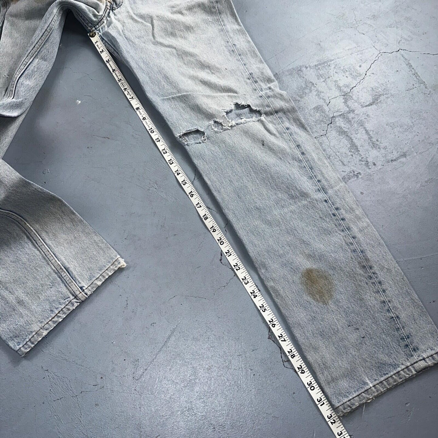 Levis 501 Vintage 90s USA XX Straight Leg Jeans Blue Light Wash 34x36 Act 31x32
