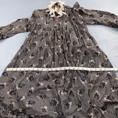 Antique Edwardian 1800s Calico Day Dress House Farm Dress Victorian 1900s Lace